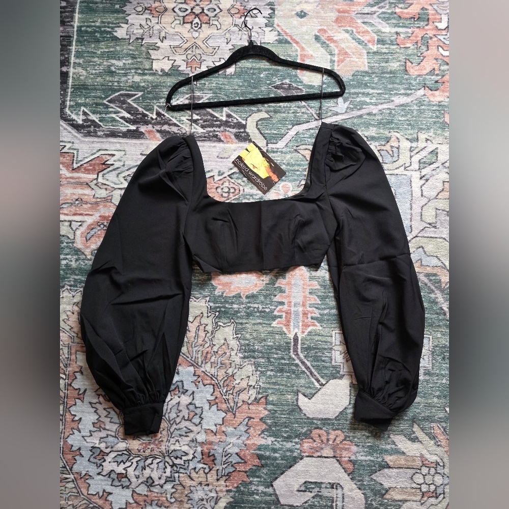 Naked Wardrobe Black Puff Sleeve Top